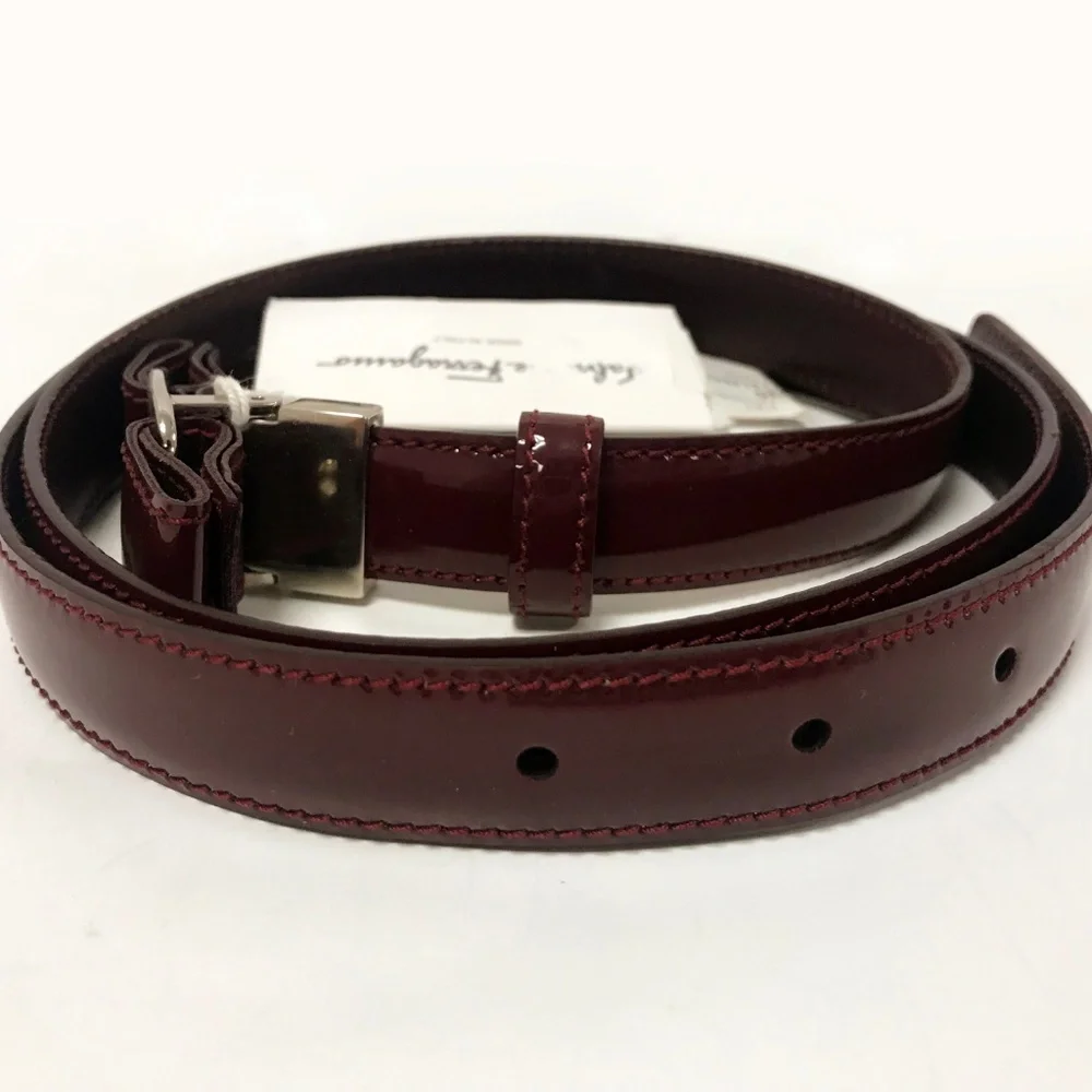 Salvatore Ferragamo Bordeaux Patent Leather Belt Size XL NWT